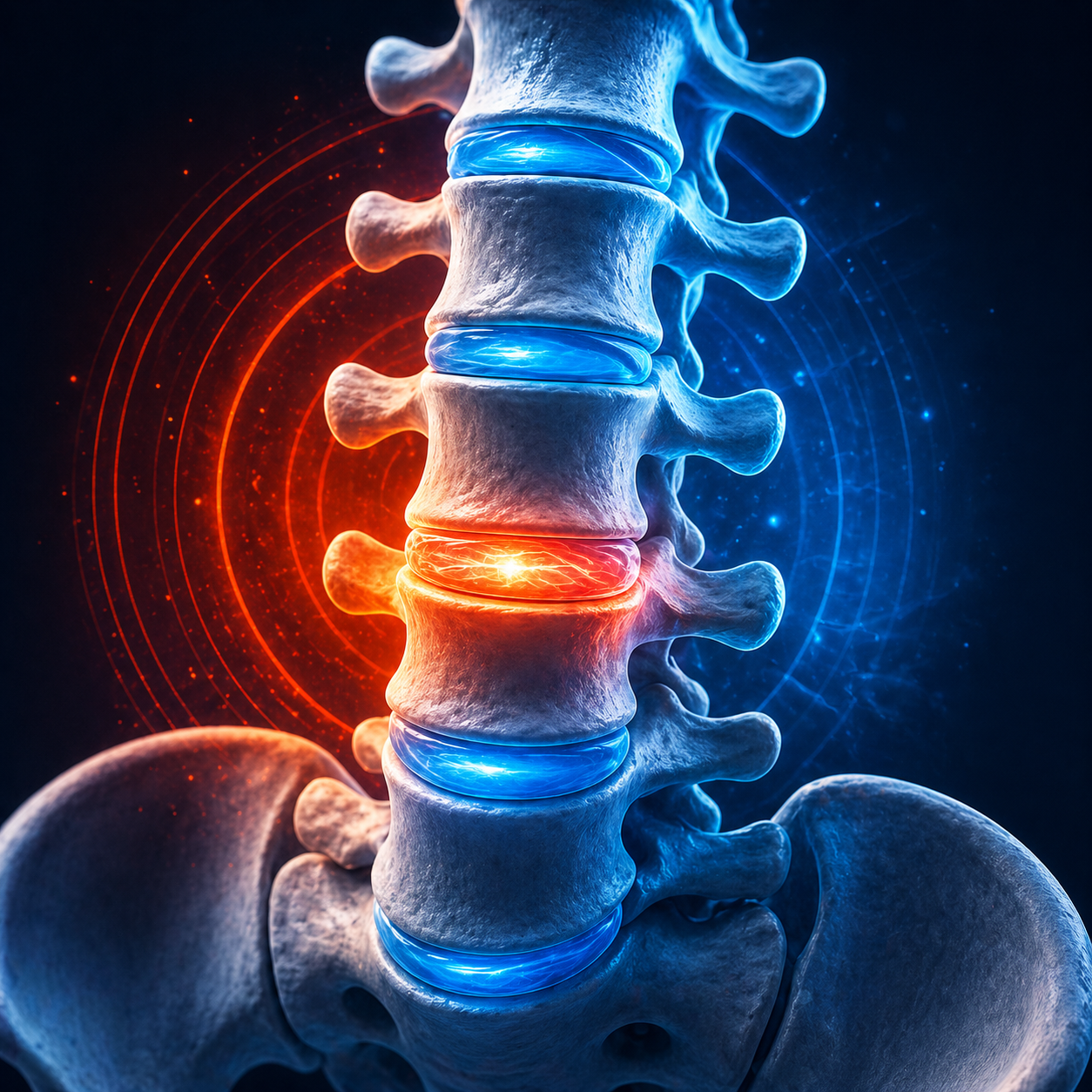 Compresión en la columna lumbar — disco inflamado